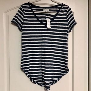 Abercrombie & Fitch Striped Navy/White T-Shirt